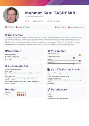 Gıda Mühendisi CV Örnekleri cv indir
